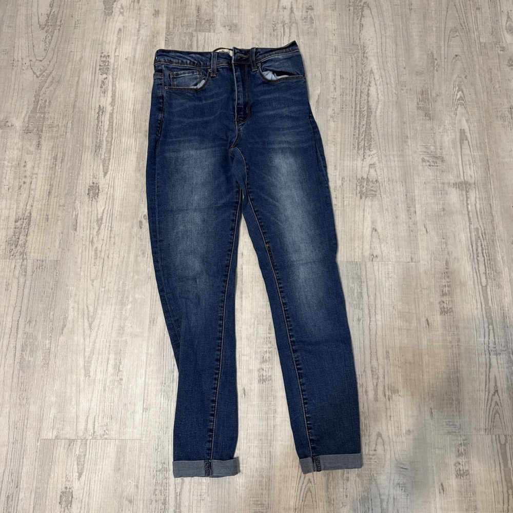 California vintage dark indigo skinny jeans cuffed ankles ~ S
